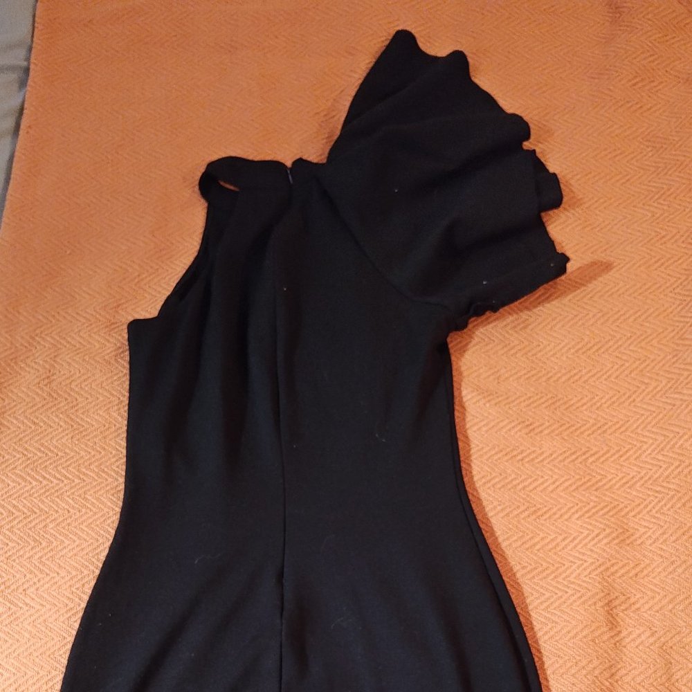 Aqua ruffle little black dress